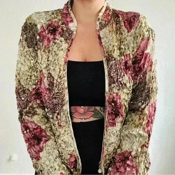 Vintage sequin crinkle jacket‎ - Picture 1 of 9